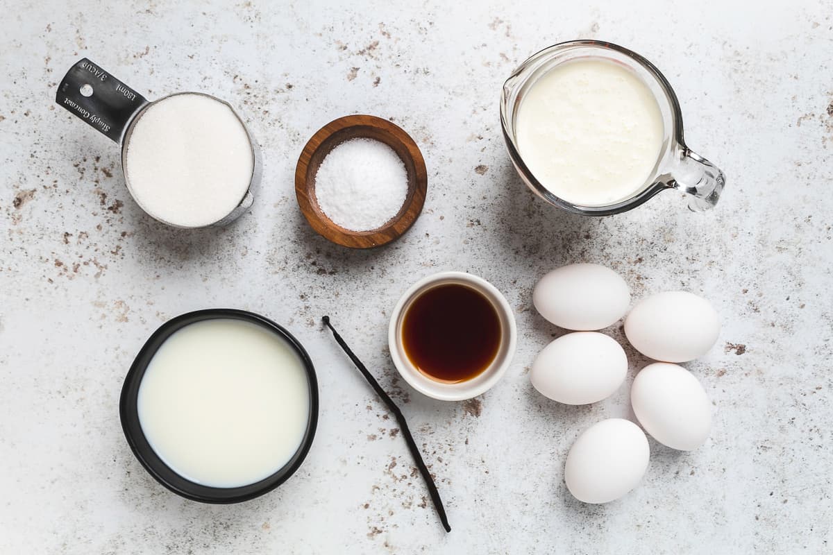 Ingredients for vanilla ice cream.