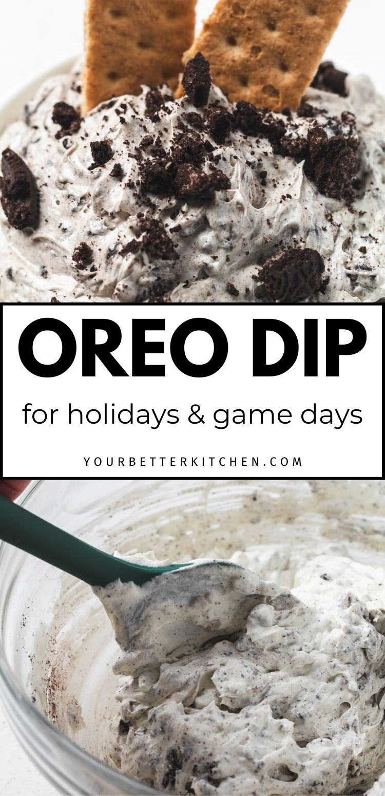 Pin image that reads, "Oreo Dip for holidays & game days."