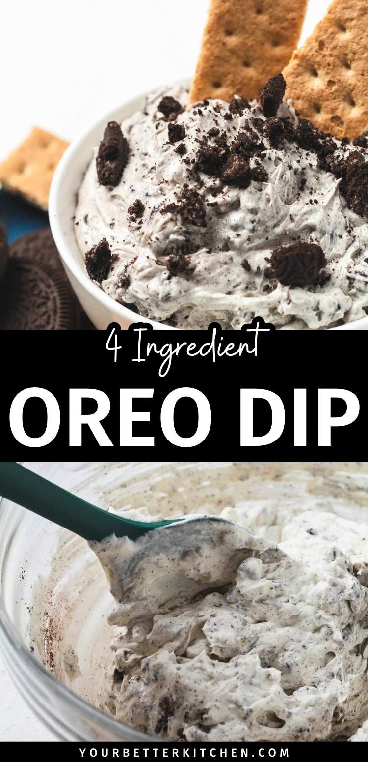 Pin image that reads, "4 Ingredient Oreo Dip."