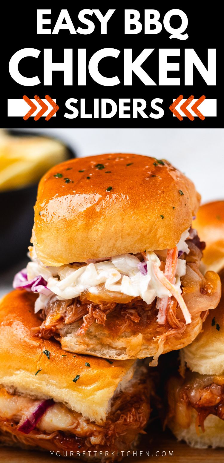 Pin image that reads "Easy BBQ Chicken Sliders."