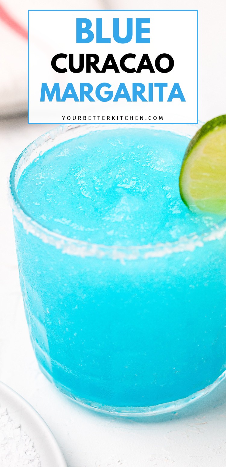 Pin image of blue curacao margarita that reads "blue curacao margarita."