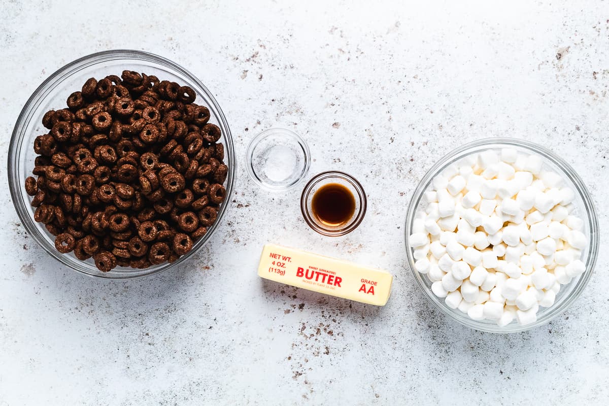 Ingredients for Cocoa Loops crispy treats
