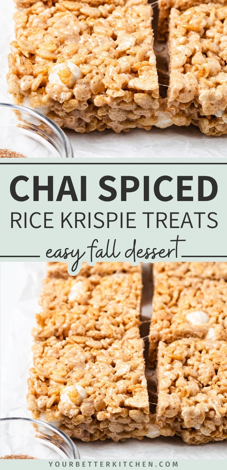 Pin image for Chai Spiced Rice Krispie Treats.