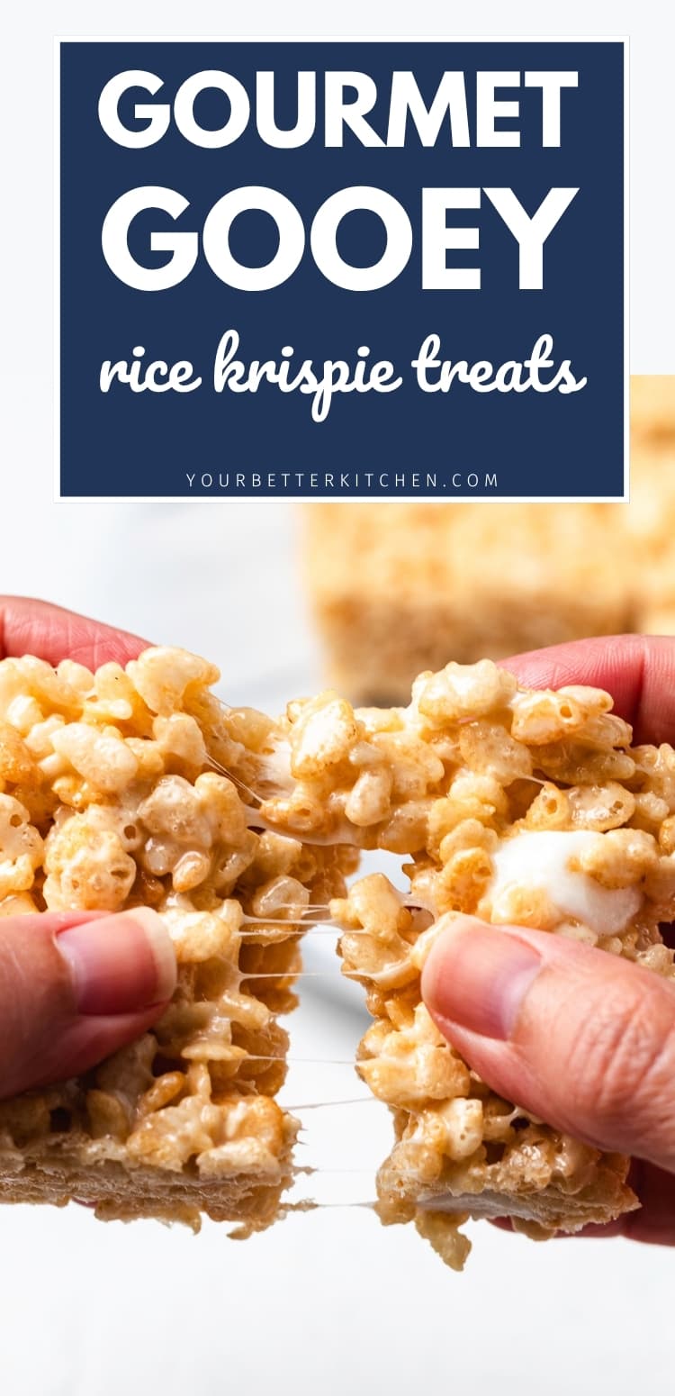 Pin images for "Gourmet Gooey Rice Krispie Treats".